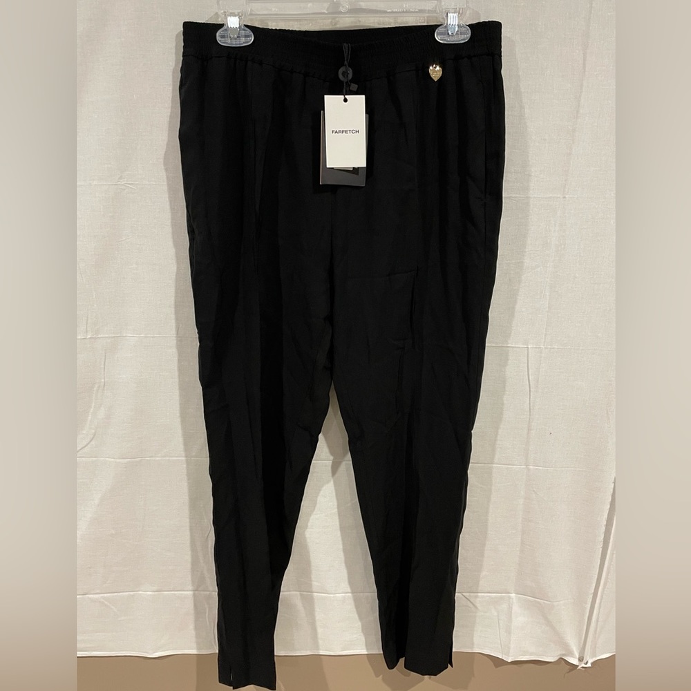 Farfetch Twinset size 44 black mid rise tapered trousers